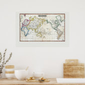 1817 Kaart van de wereld Poster (Keuken)