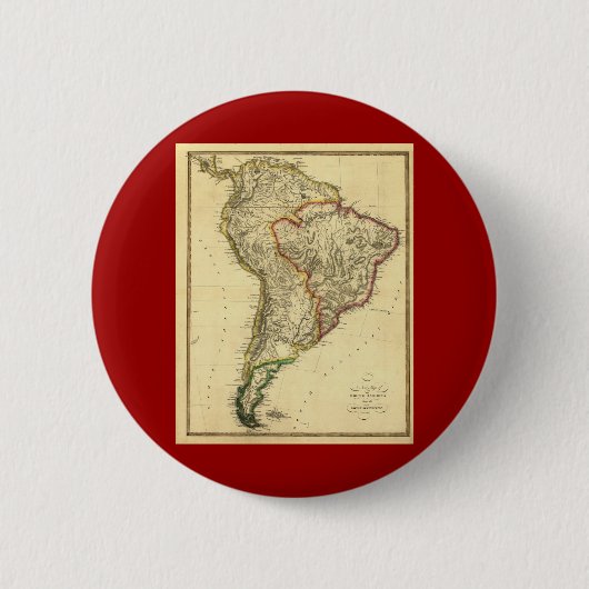 1817 Kaart van Zuid-Amerika Ronde Button 5,7 Cm (Voorkant)
