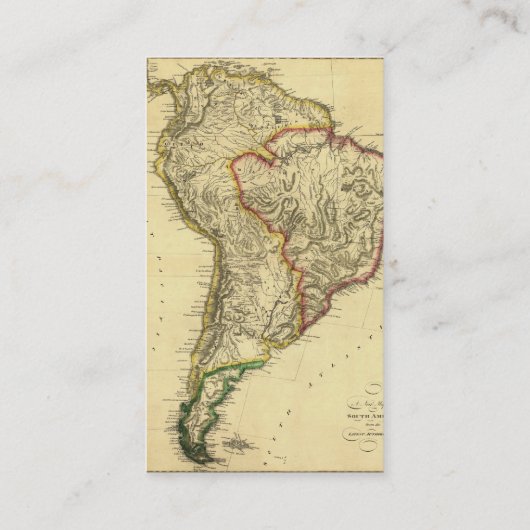 1817 Oude kaart van Zuid-Amerika Visitekaartje (Achterkant)