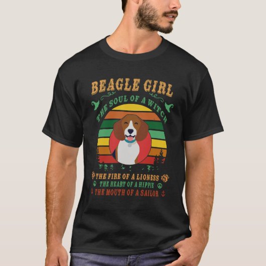 181 Beagle meisje hij ziel het vuur het hart de mo T-shirt (Voorkant)