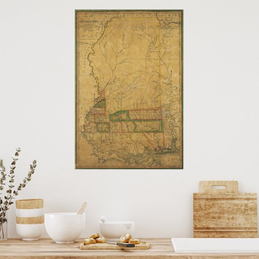 1820 Map of Mississippi Poster (Keuken)