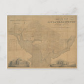 1820 Washington DC Map Briefkaart (Voorkant)
