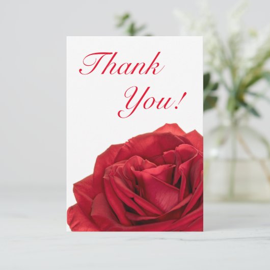 1822 - Rode bruiloft Roos Bedankkaart (Staand voorkant)