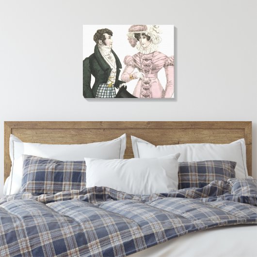 1823 Antiek bruiloft Man Vrouw Mode Canvas Afdruk (Insitu (Slaapkamer))