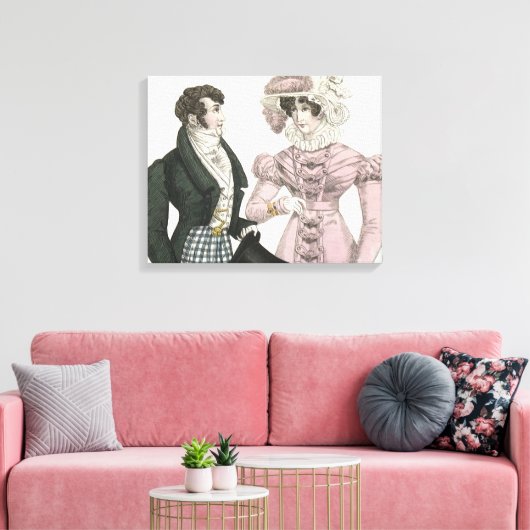 1823 Antiek bruiloft Man Vrouw Mode Canvas Afdruk (Insitu (Woonkamer))