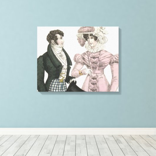 1823 Antiek bruiloft Man Vrouw Mode Canvas Afdruk (Insitu (Houten vloer))