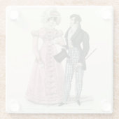 1823 Antiek bruiloft Man Vrouw Mode Glazen Onderzetter (Achterkant)