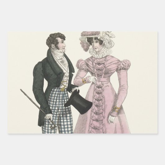 1823 Antiek bruiloft Man Vrouw Mode Inpakpapier Vel (Voorkant)