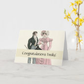 1823 Antiek bruiloft Man Vrouw Mode Kaart (Gele Bloem)