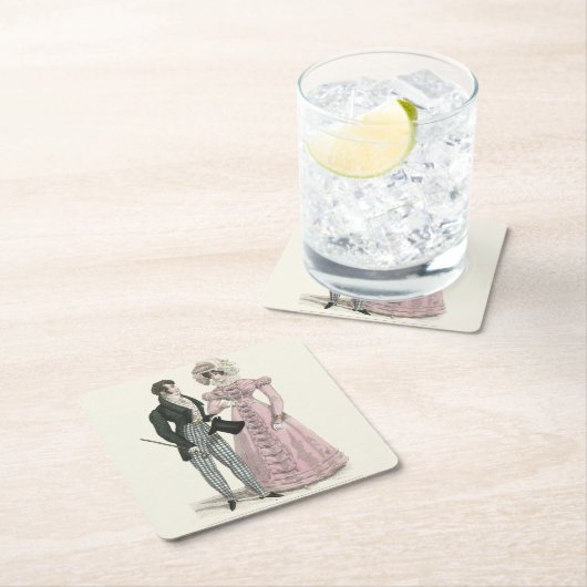 1823 Antiek bruiloft Man Vrouw Mode Kartonnen Onderzetters (Insitu)