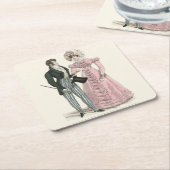 1823 Antiek bruiloft Man Vrouw Mode Kartonnen Onderzetters (Schuin)