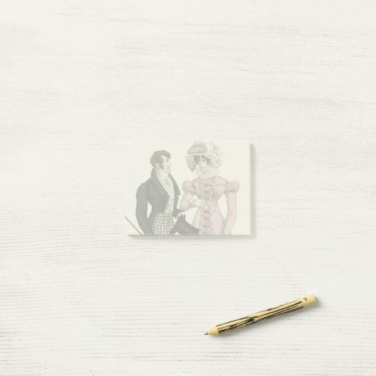 1823 Antiek bruiloft Man Vrouw Mode Post-it® Notes (Op bureau)