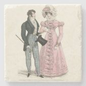 1823 Antiek bruiloft Man Vrouw Mode Stenen Onderzetter (Voorkant)