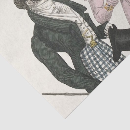 1823 Antiek bruiloft Man Vrouw Mode Tissuepapier (Detail)