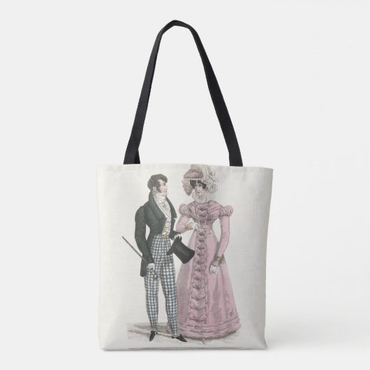 1823 Antiek bruiloft Man Vrouw Mode Tote Bag (Achterkant)