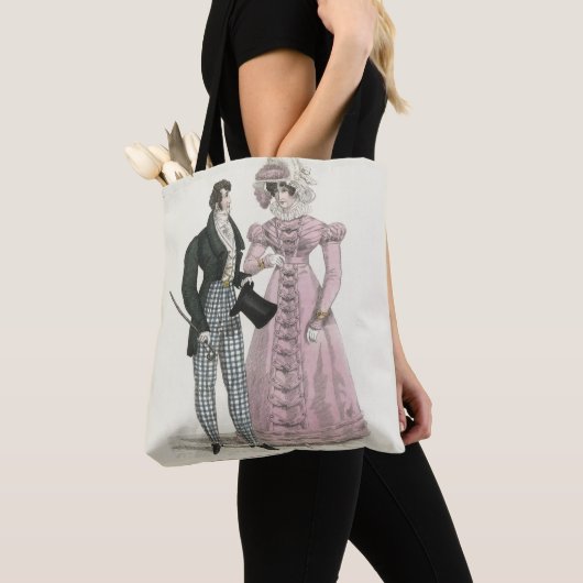 1823 Antiek bruiloft Man Vrouw Mode Tote Bag (Dichtbij)