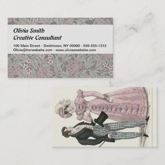 1823 Antiek bruiloft Man Vrouw Mode Visitekaartje (Voorkant / Achterkant)