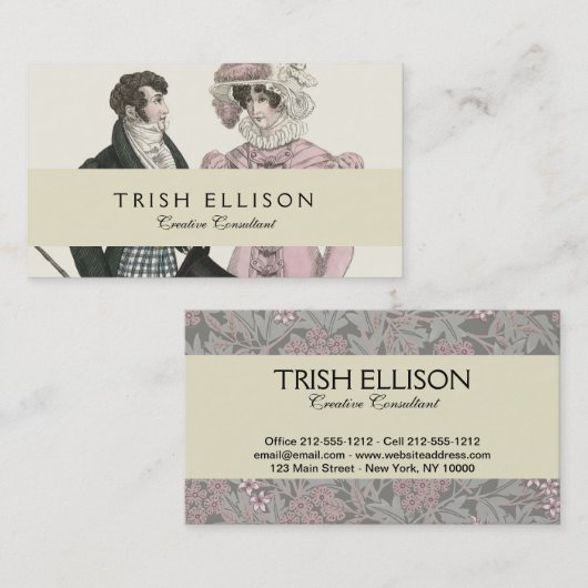 1823 Antiek bruiloft Man Vrouw Mode Visitekaartje (Voorkant / Achterkant)