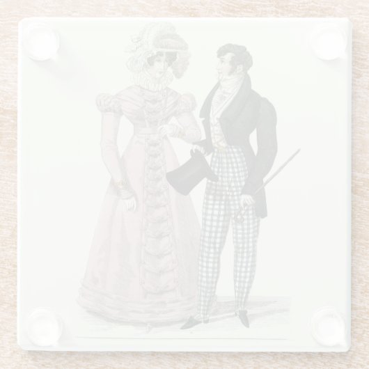 1823 Antieke Bruiloft Man Vrouw Mode Glazen Onderzetter (Achterkant)