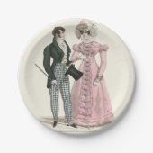 1823 Antieke Bruiloft Man Vrouw Mode Papieren Bordje (Voorkant)