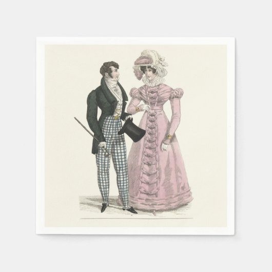 1823 Antieke Bruiloft Man Vrouw Mode Servet (Voorkant)