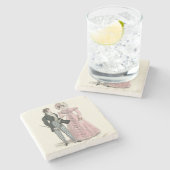 1823 Antieke Bruiloft Man Vrouw Mode Stenen Onderzetter (Zijkant)