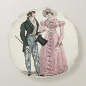 1823 Antieke Trouw Man Vrouw Mode Rond Kussen (Achterkant)