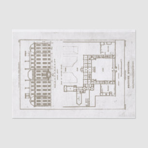 1823 British Museum Gardens Plans London Decoupage Tissuepapier