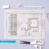 1823 British Museum Gardens Plans London Decoupage Tissuepapier (Craft)