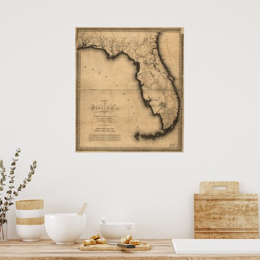 1823 Kaart van Florida Poster (Keuken)