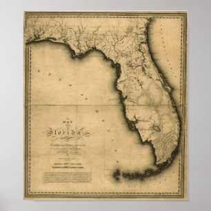 1823 Map of Florida Poster
