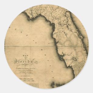 1823 Map of Florida Ronde Sticker