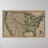 1823 Map of the United States Poster (Voorkant)