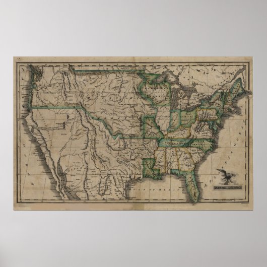 1823 Map of the United States Poster (Voorkant)