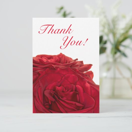 1824 - Rode bruiloft Roos Bedankkaart (Staand voorkant)