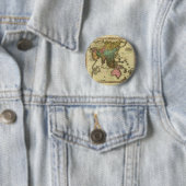 1825 Kaart van Azië door Henry Tanner Ronde Button 5,7 Cm (In situ)