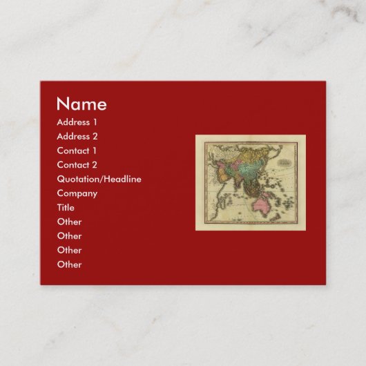 1825 Kaart van Azië door Henry Tanner Visitekaartje (Voorkant)