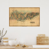 1826 Kaart van Tennessee Poster (Keuken)