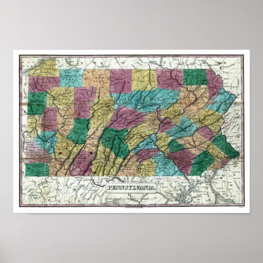 1829 Pennsylvania Map Poster (Voorkant)