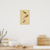 1830 Hummingvogels afdrukken rood groen Poster (Keuken)