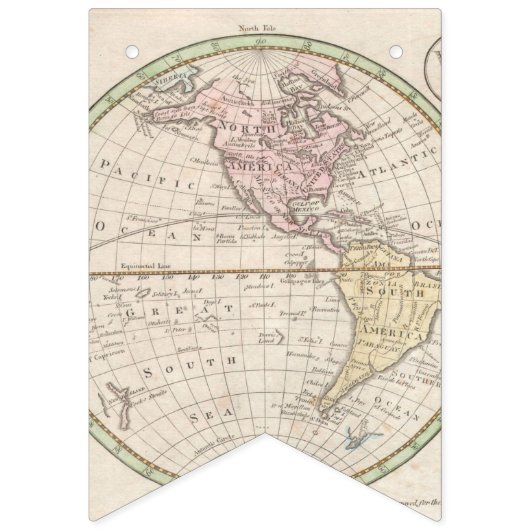 1831 Antieke Wereldkaart Reis Thema Vlaggetjes (Eerste vlag)