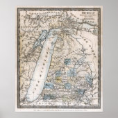 1831 MICHIGAN GRONDGEBIED KAART POSTER (Voorkant)