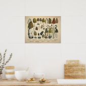  1831 paddenstoel Variëteit Groen bruin afdrukken Poster (Keuken)