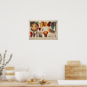  1831 paddenstoelvariëteit Geel rood afdrukken Poster (Keuken)