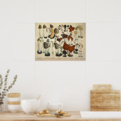  1831 paddenstoelvariëteit Rood bruin afdrukken Poster (Keuken)