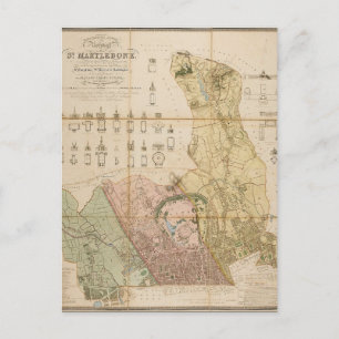 1834 kaart van de borough of St Marylebone (Londen