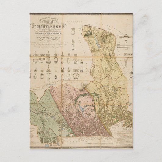 1834 kaart van de borough of St Marylebone (Londen (Voorkant)