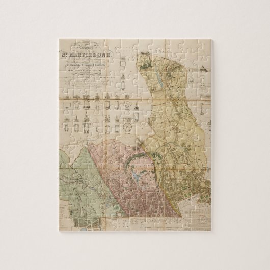 1834 kaart van de borough of St Marylebone (Londen Legpuzzel (Verticaal)