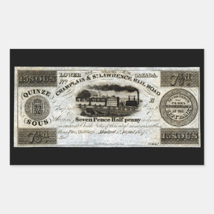 1837 Canadian Railroad Valuta Rechthoekige Sticker