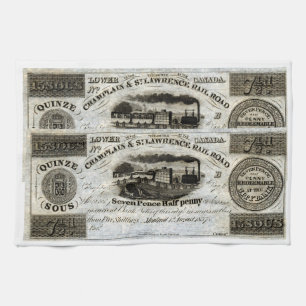 1837 Canadian Railroad Valuta Theedoek